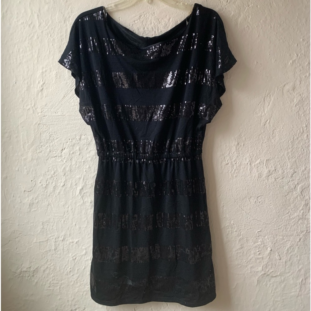Black Sequins Mini Dress